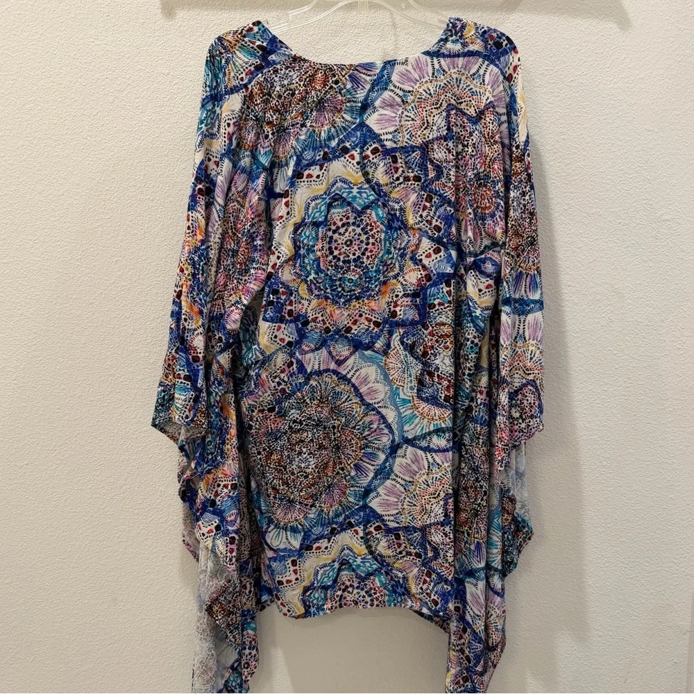 Sheer Blue Medallion V-Neck Women's Swim Coverup
